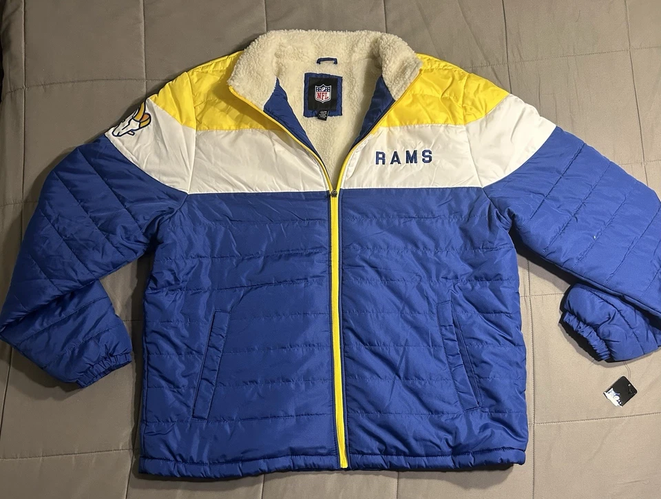 Chaqueta acolchada Los Angeles Rams con piel interior nueva con etiqueta para hombre XL NFL Foto 1 de 4