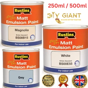 Matt Emulsion Rustins Schnelltrocknen 250ml/500ml Ideal zum Nachmalen von Magnolienweiß - Bild 1 von 13