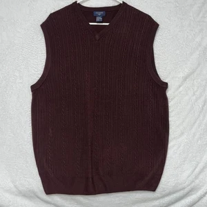 Dockers Herren Pullover Weste Gr. XL Zopfmuster cranberry weinrot V-Ausschnitt weich - Bild 1 von 4
