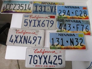 Lot of 8 Various States License Plates: California, Nevada & Arizona Collectible - Picture 1 of 17