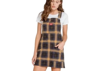 Dickies Damen Overall Rockall Minikleid senf Kombi Ente kariert M - Bild 1 von 4