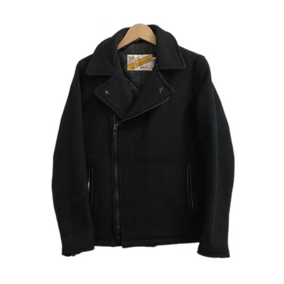 SCHOTT NVY P-Coat One Star Navy Leather 40in Used - Image 1 of 4