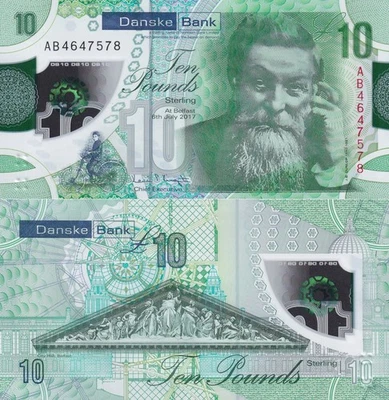 Northern Ireland 10 Pounds Sterling 2017 P 214 Polymer UNC Danske Bank - Image 1 of 3
