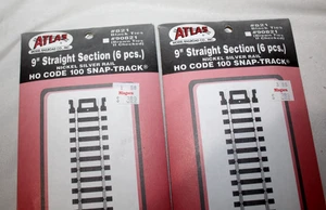2 Pkgs. Atlas Nr. 821 Code 100 9" Ni-Si gerades Gleis - 6 Stck. pro Paket - Bild 1 von 2