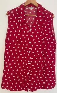 Bluse, Größe 40/42, Ärmellos, Rot, gepunktet, Nice Day - Bild 1 von 3