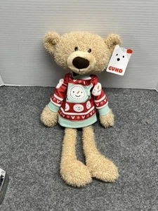 GUND Toothpick Teddy Bear 16" Plush with Holiday Sweater Stuffed Animal - Picture 1 of 4