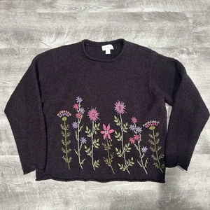 Northern Isles Embroidered Sweater Women L Wool Blend Whimsigoth Fairy Grunge - Picture 1 of 16