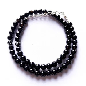 Collar De Perlas De Ónix Negro, Perlas De Ónix Negro Semipreciosas - Imagen 1 de 3