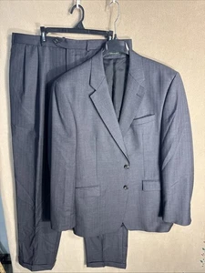 Lauren Ralph Lauren 44L Dark Gray Pinstripe 2 Piece Suit 38x35 Wool 2 Button - Picture 1 of 20