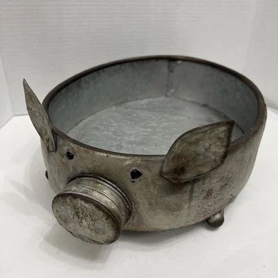 Bandeja para alcancía de metal galvanizado gris Kalalou 11,25" x 18" ovalada - decoración de granja Foto 1 de 4