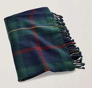 Ralph Lauren Langport Manta Verde Multi Cuadros Lana Lino 52x74 en NUEVO - Imagen 1 de 11