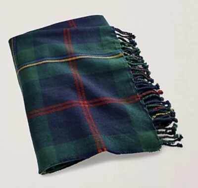 Ralph Lauren Langport Throw Blanket Green Multi  Check Wool Linen  52x74 in NEW - Image 1 of 4