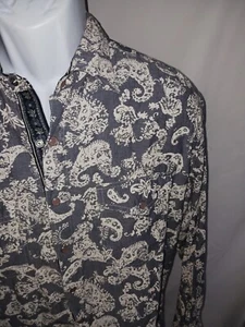 Scully Shirt Womens Medium Black Rockabiliy Pearl Snap Floral Paisley L3 - Picture 1 of 4