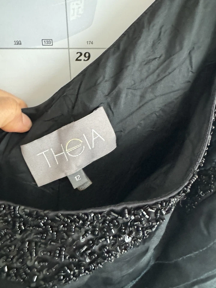 Theia Women’s Mermaid Black Beaded Gown Size 12 - Image 1 of 4
