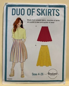 Threadcount Patterns Duo of Skirts stretch fabric hemline options Szs 4-26 UNCUT - Picture 1 of 4