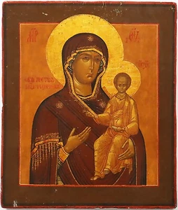 EINE IKONE ZEIGT DIE SMOLENSKAJA MUTTER GOTTES - Bild 1 von 3