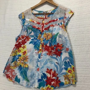 Blusa hawaiana Candies para mujer talla XL colorida floral sin mangas - Imagen 1 de 6