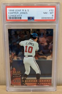 1998 Leaf Rookies Stars LONGEVITY #32 Chipper Jones PSA 8 POP 1 NONE HIGHER /50