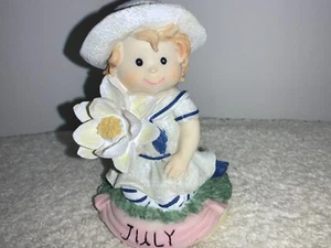 July Birthday Girl Figurine -Birthday Month Collector White Clothes Uniform - Picture 1 of 9