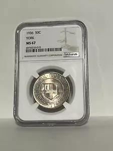 1936 50C York County Commemorative Half Dollar MS67 NGC, Beauty - Picture 1 of 2