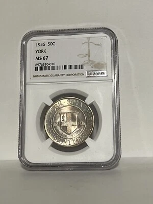 1936 50C York County Commemorative Half Dollar MS67 NGC, Beauty - Image 1 of 2