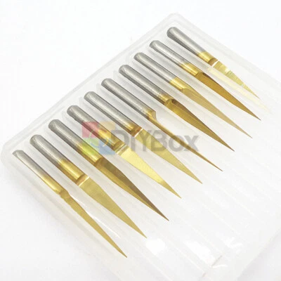 10PCS 3.175mm Carbide PCB Engraving Bits CNC Router Tool 10 Degrees 0.1mm V-Shap - Image 1 of 4