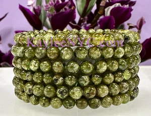 Wholesale 6 Pcs Natural Peridot 5-6mm 7.5” Crystal Stretch Bracelet - Picture 1 of 4