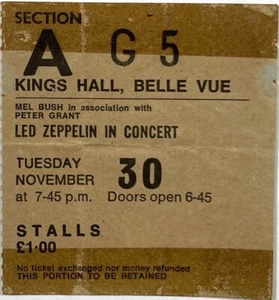 LED ZEPPELIN Concert Ticket Kings Hall, Belle Vue, Manchester 1971 6"x5" reprint - Picture 1 of 1