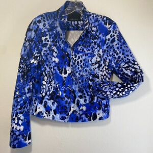 Carlisle womans blazer 4 blue black white cotton abstract modern career