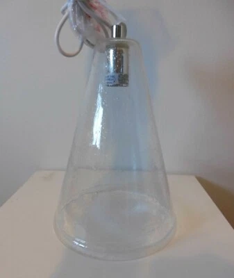 WEST ELM clear bubble glass pendant light with chrome accents 12" tall New in Bx - Image 1 of 4