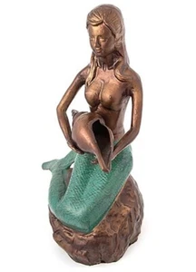 20" High Aluminum Mermaid w/Conch Hand Painted Detail - Bild 1 von 7