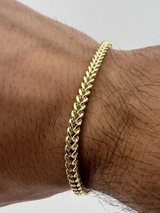 9ct Yellow Gold Franco Bracelet - 4.5mm Wide - 8 1/2 Inches - Fully Hallmarked - Picture 1 of 8
