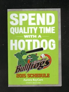 Green Bay Bullfrogs--2015 Pocket Schedule--Aurora Bay Care--Northwoods League - Foto 1 di 1