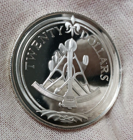 1985 British Virgin Islands $20 Proof - Silver - Sextant - BVI Twenty Dollars Cover