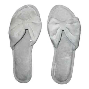 Charter Club Womens Velvet Bow-Top Slide Slippers Dove Grey Heather Large New - Picture 1 of 4