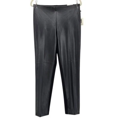 NUEVO Vestido Anne Klein Mujer Mediano Pantalones Imitación Cuero Negro Ajustado Tobillo Foto 1 de 4