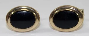 Vintage 1950's - 1960's Black Oval Cufflinks by Sarah Coventry ~ 3/4" - Picture 1 of 4