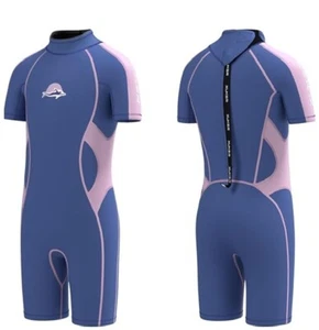 XUKER Kinder Neoprenanzug Shorty 3mm Nassanzug Neopren Back Zip Thermo Mädchen Größe 8 - Bild 1 von 6