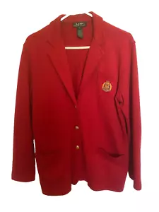 Womans VTG Red Ralph Lauren Cotton Crest Logo Blazer Jacket Size L - Picture 1 of 5