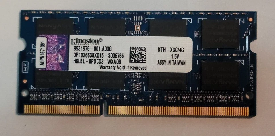 KINGSTONE 4GB 1Rx8 PC3L-12800S-11-12-B3 KNWMX1-ETBS15064QKRY Laptop Memory - Image 1 of 1