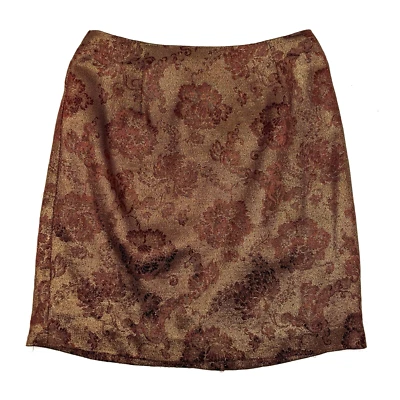 Minifalda vintage años 90 Hugo Buscati colección metalizada dorada floral 2 24x16" Foto 1 de 4