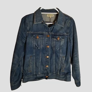 Madewell Giacca Jeans Donna Camionista Media Blu Denim 100% Cotone Tasche - Foto 1 di 7
