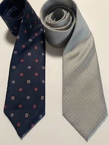 Oscar De La Renta Mens Tie Set Of 2 Geometric Multicolor Silk - Picture 1 of 9