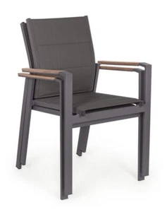 Sedia Kubik c/braccioli Antracite Bizzotto Cod.0662175 anche x esterno giardino - Foto 1 di 12