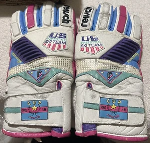 Reusch US Freestyle Ski Team Racing Winter Gloves Vintage 80's Worn Leather - Picture 1 of 5