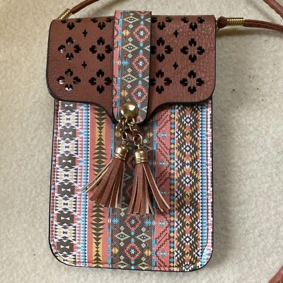NOATD Crossbody Purse with Fringe Tassel & Clear Window Section for Cell Phone - Image 1 of 4