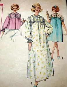 *BELLA CAMICIA DA NOTTE VINTAGE ANNI '60 E GIACCA DA LETTO motivo da cucire 14/34 FF - Foto 1 di 1