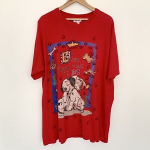 Vintage 90s Disney 101 Dalmations Men’s T-shirt Red One Size/ 2XL All Over Print