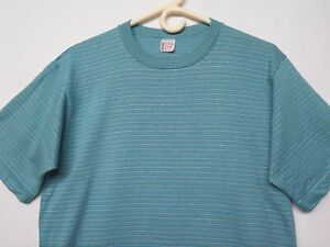 VTG 50s 60s Towncraft Penneys T Shirt Stripe Mod Surf Skate Blue Sz L XL Cotton