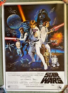 Signed Star Wars Poster, Kenny Baker Jeremy Bulloch Michael Sheard Invoice & CoA - Picture 1 of 13